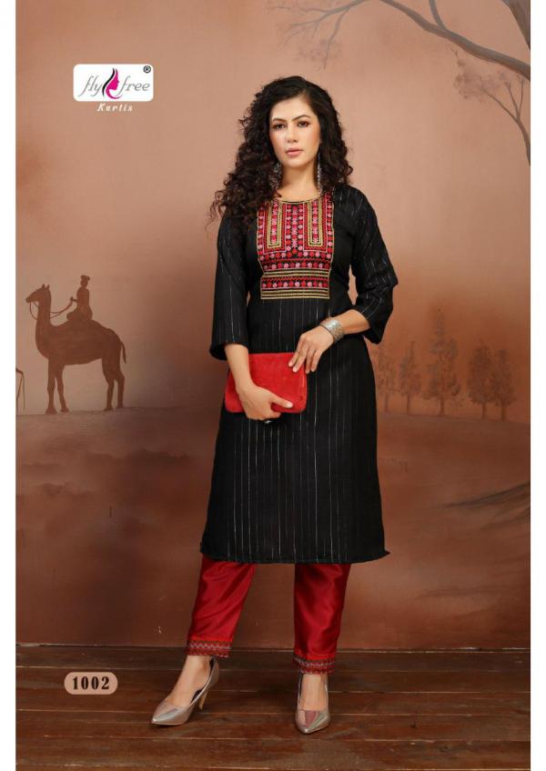 Fly Free Navratan Fancy Rayon Embroidery Kurti With Bottom